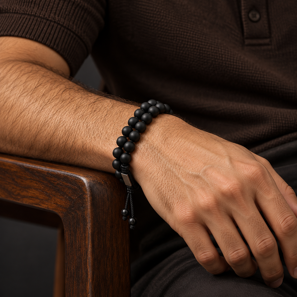 Pulsera de cuentas de ónix negro - Marruecos