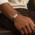 Double Brown Braided Leather Bracelet