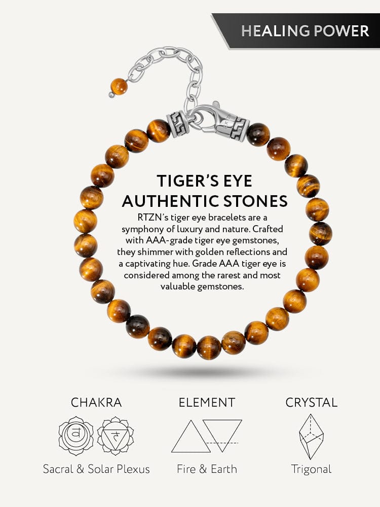 Pulsera de Cuentas Ojo de Tigre - Ajuste de Cadena