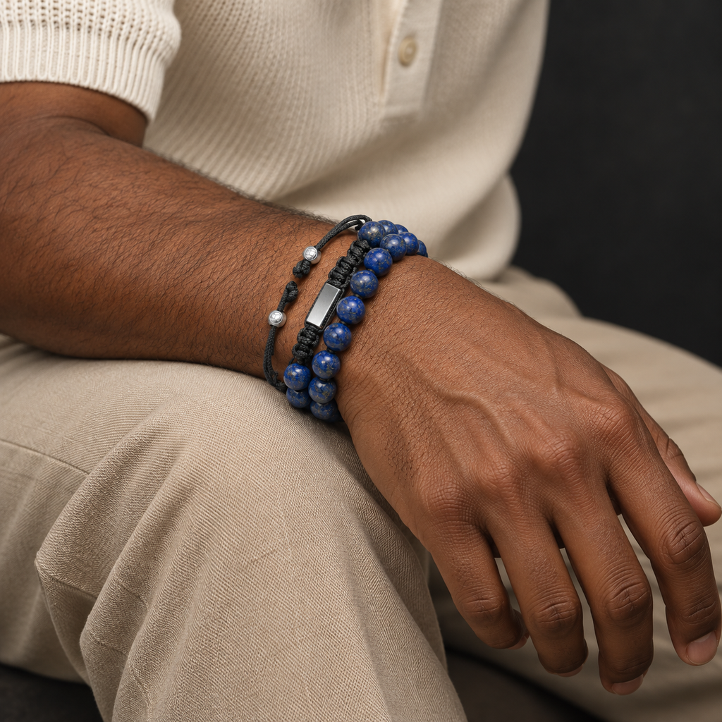 Blue Lapis Lazuli Beaded Bracelet Morocco