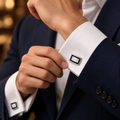Onyx and Mother of Pearl Key Cufflinks