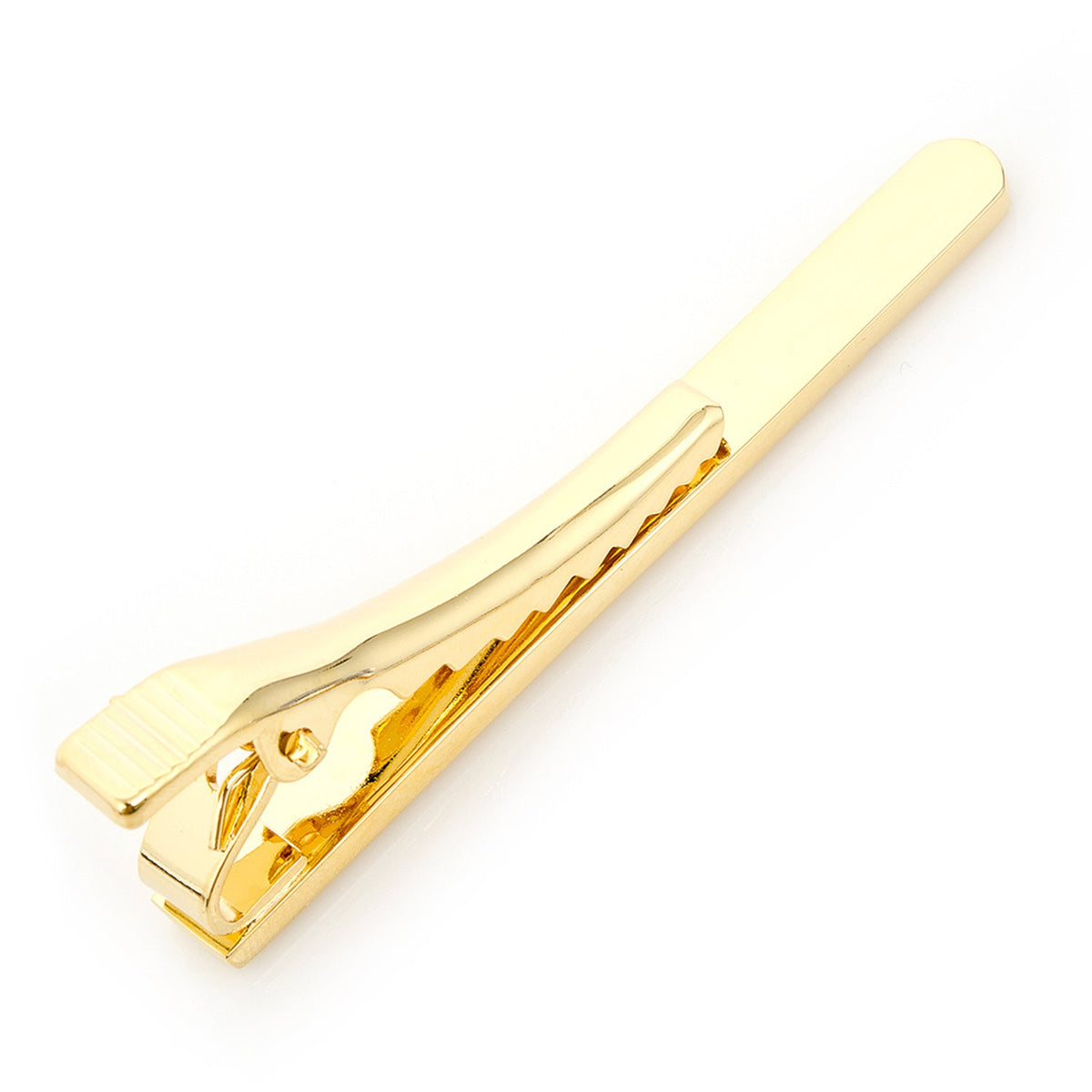 Pinza de corbata con líneas grabadas en dorado