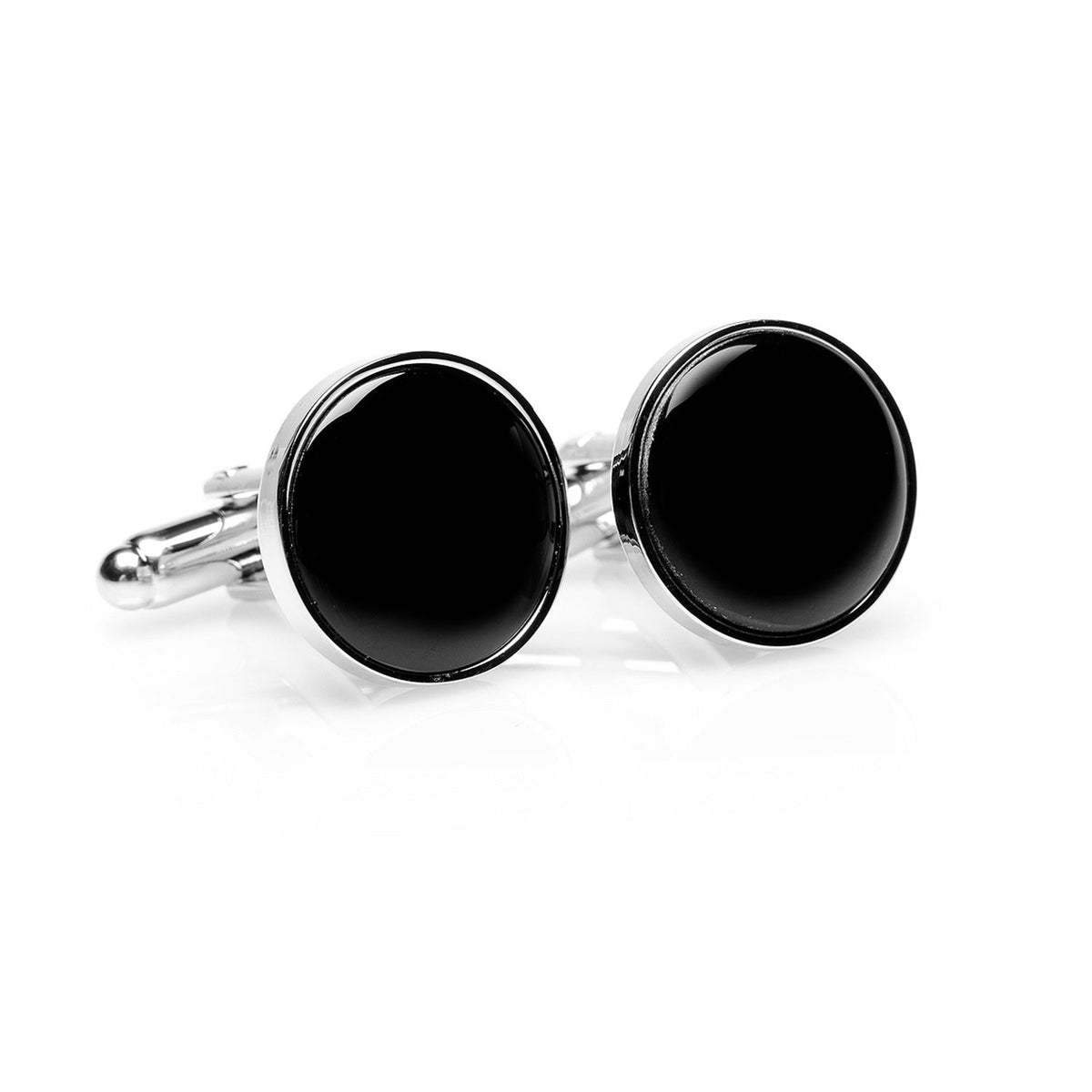 Gemelos de plata y ónix