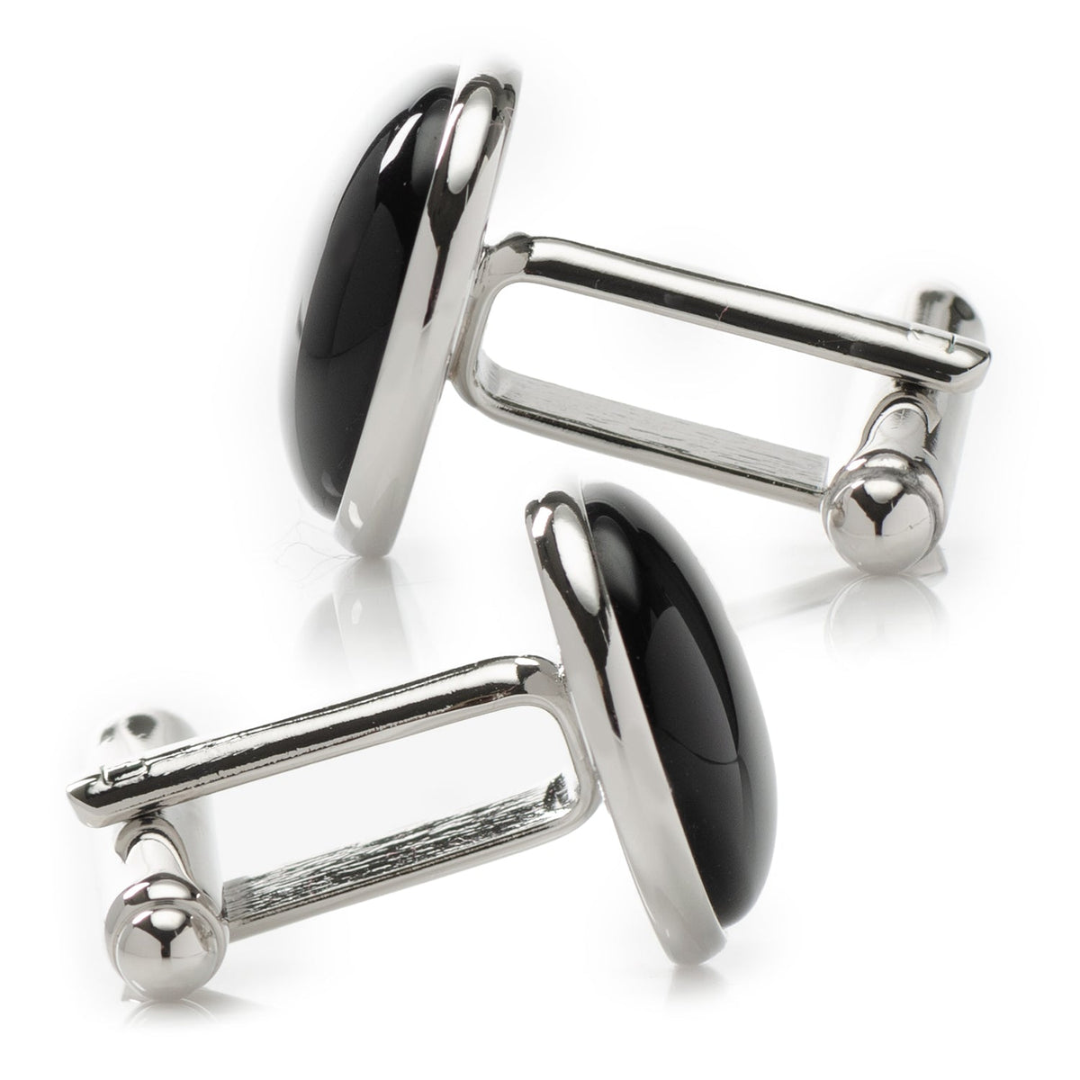 Gemelos de plata y ónix