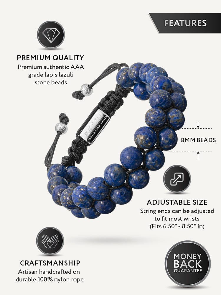 Pulsera de cuentas de lapislázuli azul para hombre Marruecos