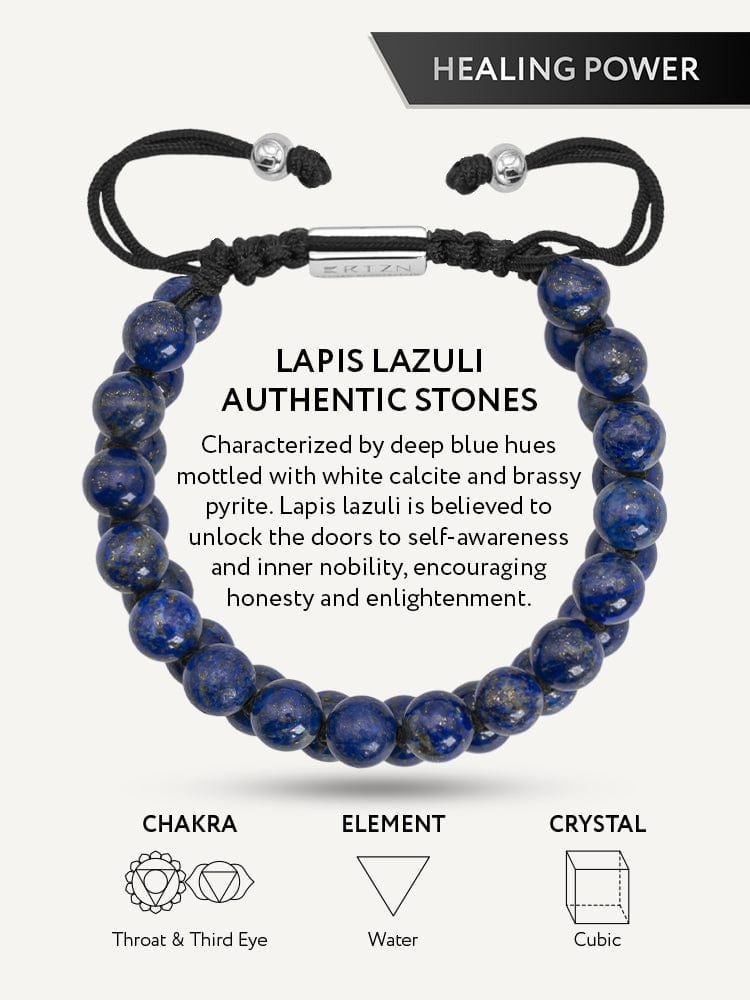 Pulsera de cuentas de lapislázuli azul para hombre Marruecos