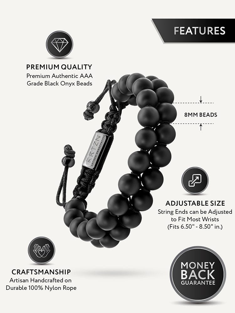 Pulsera de cuentas de ónix negro - Marruecos