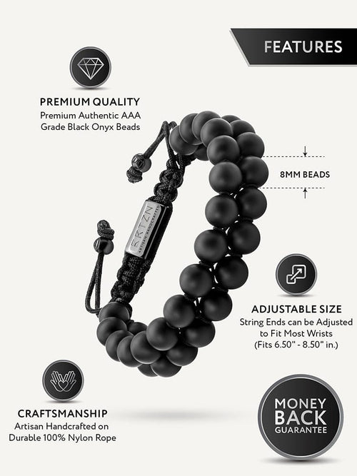 Pulsera de cuentas de ónix negro - Marruecos